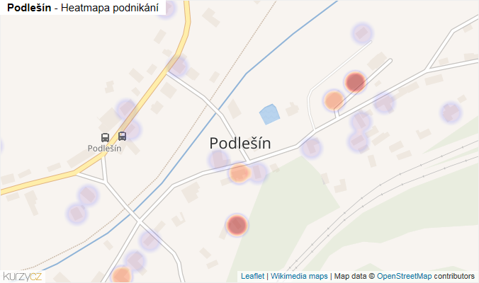 Mapa Podlešín - Firmy v části obce.