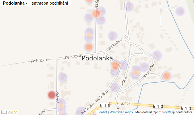 Mapa Podolanka - Firmy v části obce.