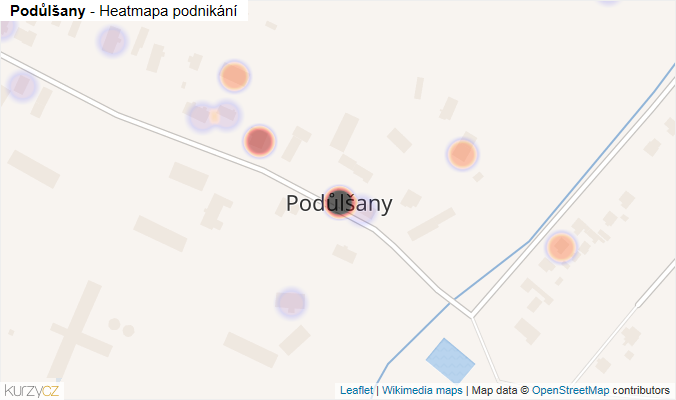 Mapa Podůlšany - Firmy v části obce.