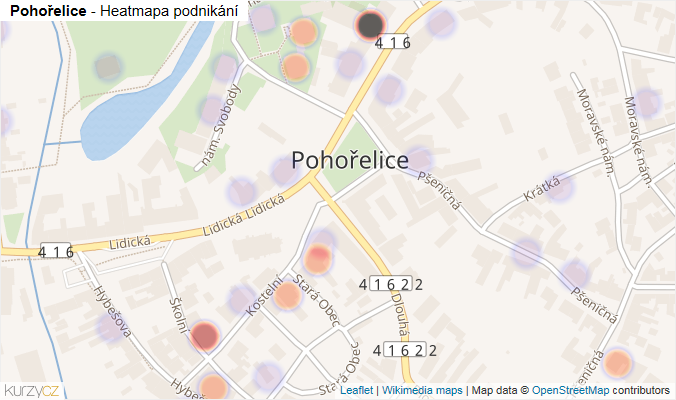 Mapa Pohořelice - Firmy v části obce.