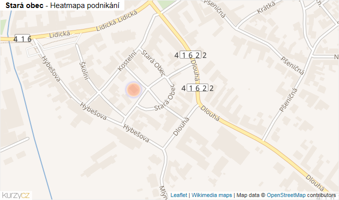 Mapa Stará obec - Firmy v ulici.