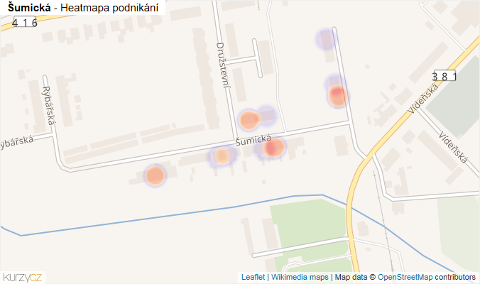 Mapa Šumická - Firmy v ulici.