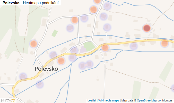 Mapa Polevsko - Firmy v části obce.