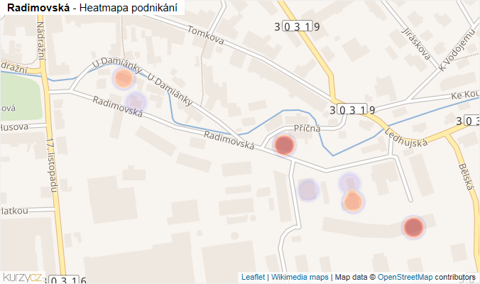 Mapa Radimovská - Firmy v ulici.