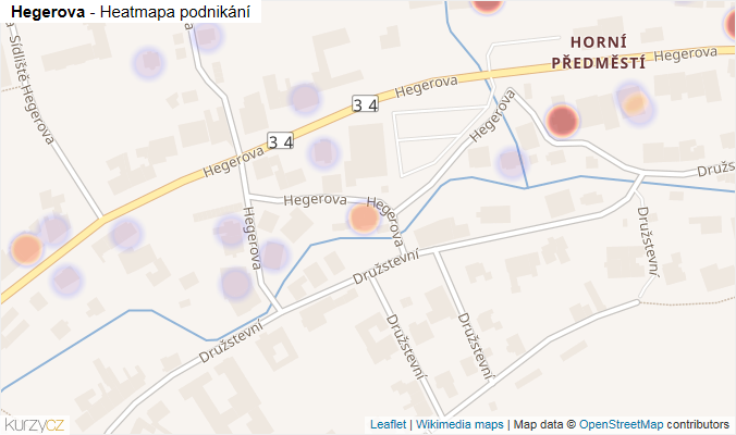 Mapa Hegerova - Firmy v ulici.