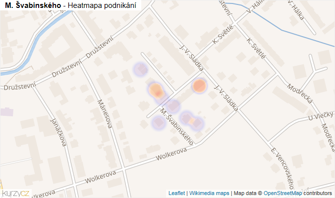 Mapa M. Švabinského - Firmy v ulici.