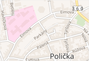 Parkány v obci Polička - mapa ulice