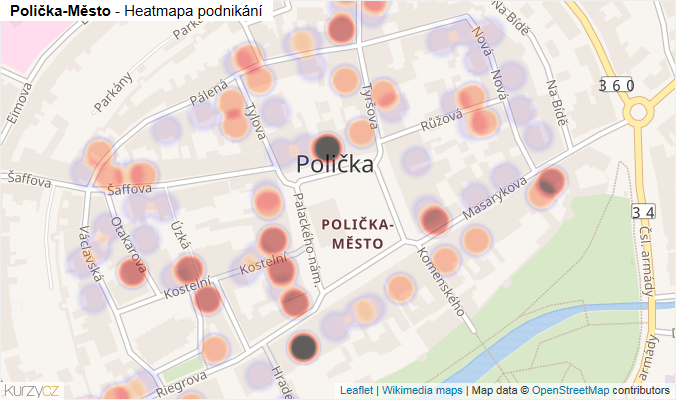Mapa Polička-Město - Firmy v části obce.