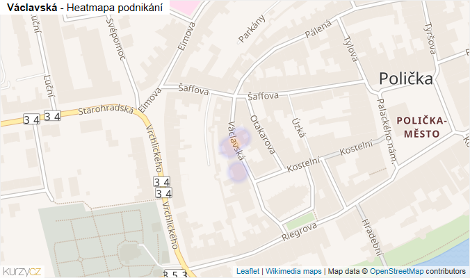 Mapa Václavská - Firmy v ulici.
