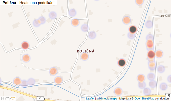 Mapa Poličná - Firmy v části obce.
