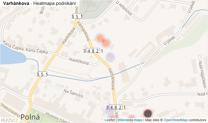Mapa Varhánkova - Firmy v ulici.