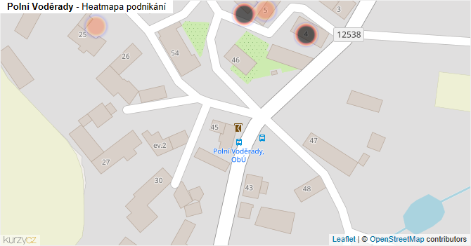 Polní Voděrady - mapa podnikání