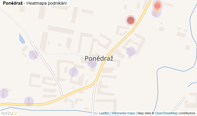 Mapa Ponědraž - Firmy v části obce.