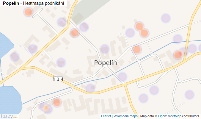 Mapa Popelín - Firmy v části obce.