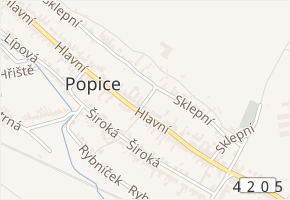 Hlavní v obci Popice - mapa ulice