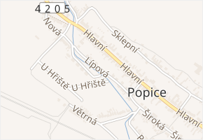 Lípová v obci Popice - mapa ulice