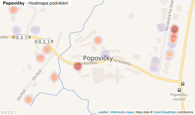 Mapa Popovičky - Firmy v části obce.
