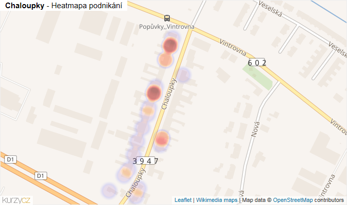 Mapa Chaloupky - Firmy v ulici.