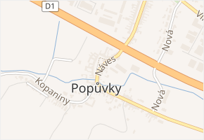 Náves v obci Popůvky - mapa ulice