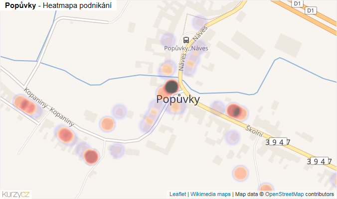 Mapa Popůvky - Firmy v části obce.