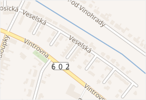 Veselská v obci Popůvky - mapa ulice