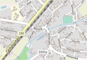 Na Břehu v obci Poříčany - mapa ulice