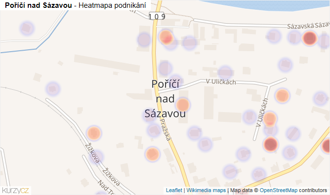 Mapa Poříčí nad Sázavou - Firmy v části obce.