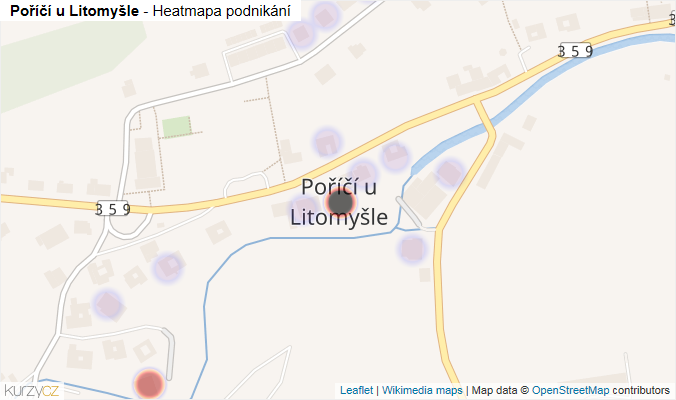 Mapa Poříčí u Litomyšle - Firmy v části obce.