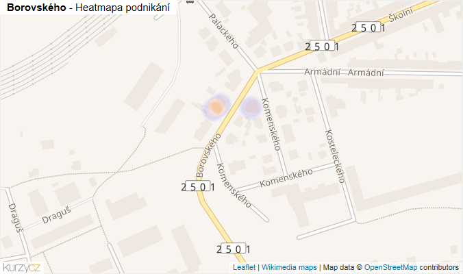 Mapa Borovského - Firmy v ulici.
