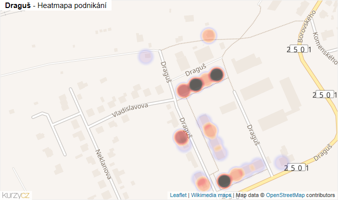 Mapa Draguš - Firmy v ulici.