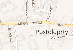 Mírové náměstí v obci Postoloprty - mapa ulice