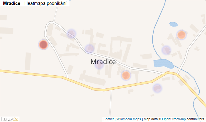 Mapa Mradice - Firmy v části obce.