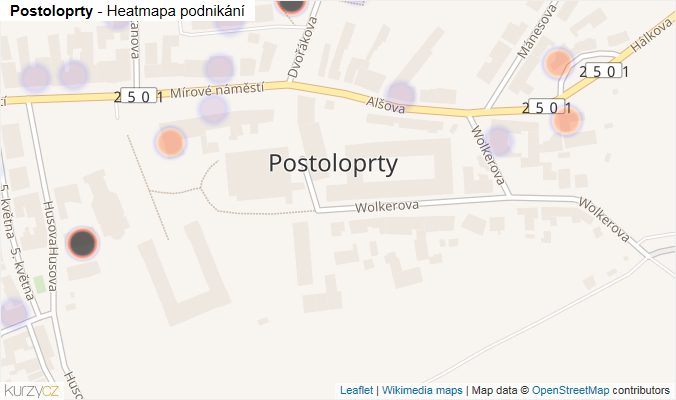 Mapa Postoloprty - Firmy v části obce.