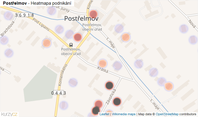 Mapa Postřelmov - Firmy v obci.