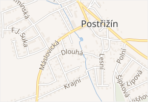 Dlouhá v obci Postřižín - mapa ulice