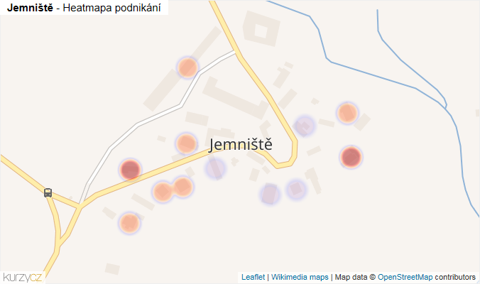 Mapa Jemniště - Firmy v části obce.