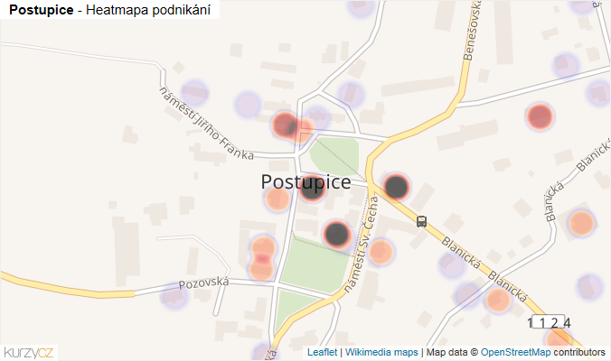 Mapa Postupice - Firmy v části obce.