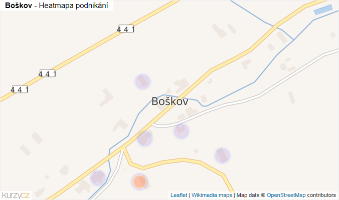 Mapa Boškov - Firmy v části obce.