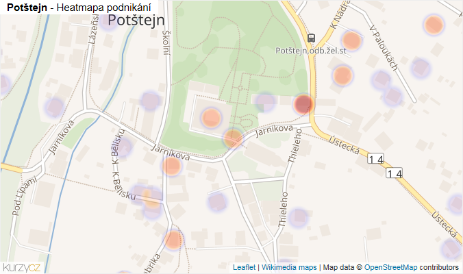 Mapa Potštejn - Firmy v části obce.