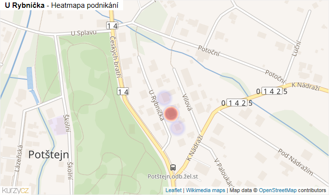 Mapa U Rybníčka - Firmy v ulici.