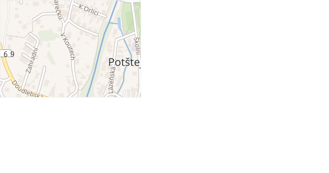 V Koutech v obci Potštejn - mapa ulice