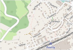 Pod Strání v obci Povrly - mapa ulice