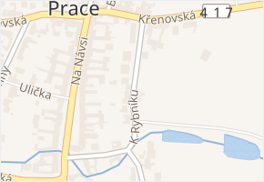 K rybníku v obci Prace - mapa ulice