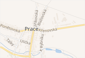 Křenovská v obci Prace - mapa ulice