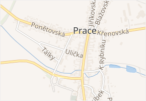 Ulička v obci Prace - mapa ulice
