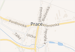 Úzká v obci Prace - mapa ulice