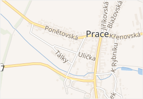 Zahrádky v obci Prace - mapa ulice