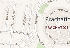 Hradební v obci Prachatice - mapa ulice