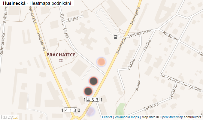 Mapa Husinecká - Firmy v ulici.