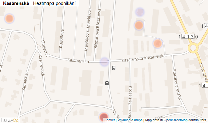 Mapa Kasárenská - Firmy v ulici.